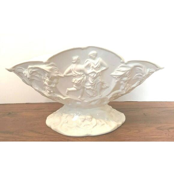 ELPA ALCOBACA Made in Portugal Ivory Large Centerpiece Vase Roman Theme - Picture 1 of 9